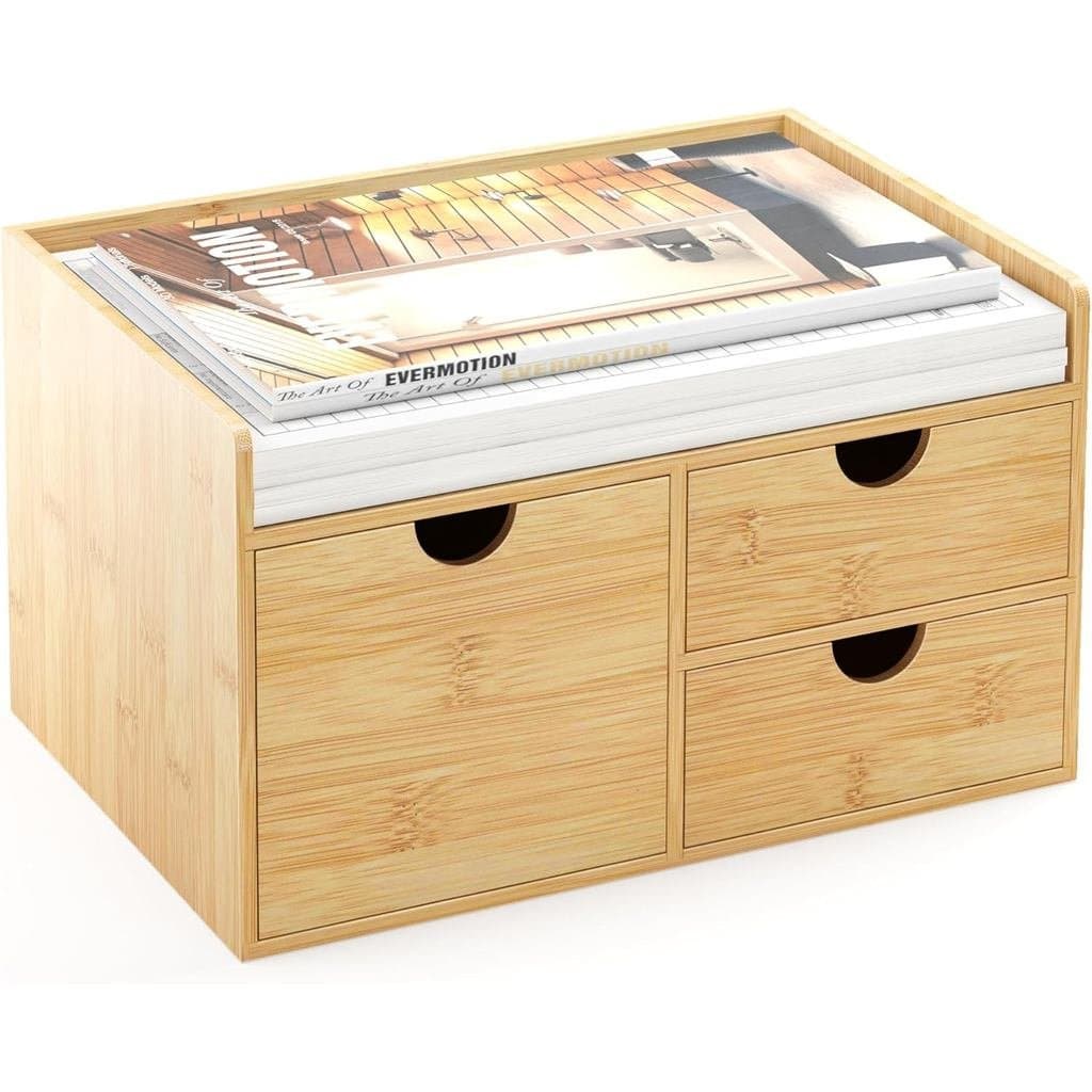 Organizador de Mesa com Gavetas - Organizador de Mesa em Bambu |   Organizador de Gavetas de Madeira para Mesa, para Not