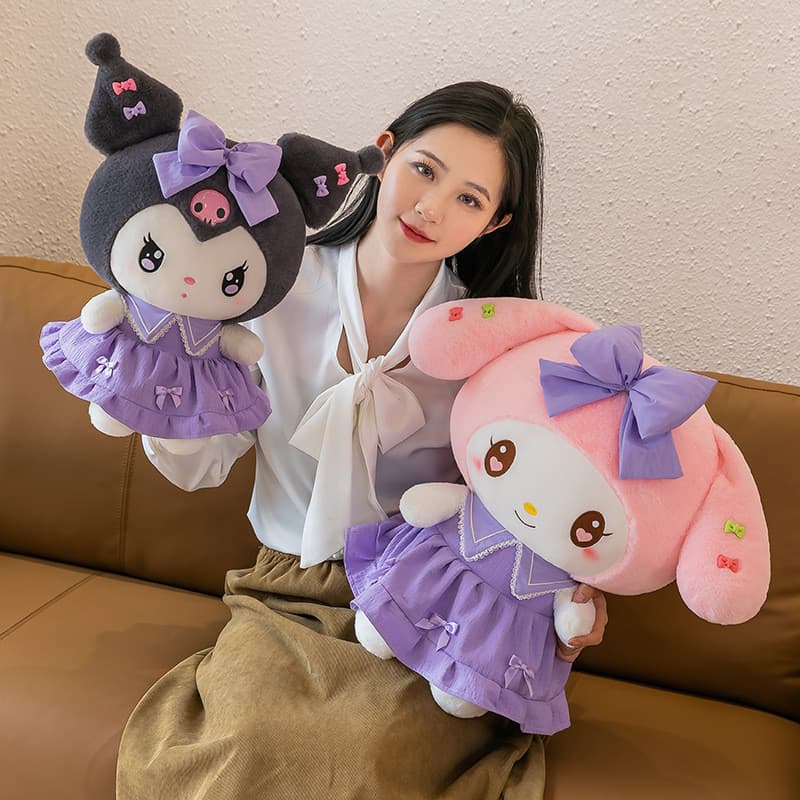 40cm Pelúcia Sanrio Princesa Vestido Kuromi My Melody Plush Bonecas De Brinquedos