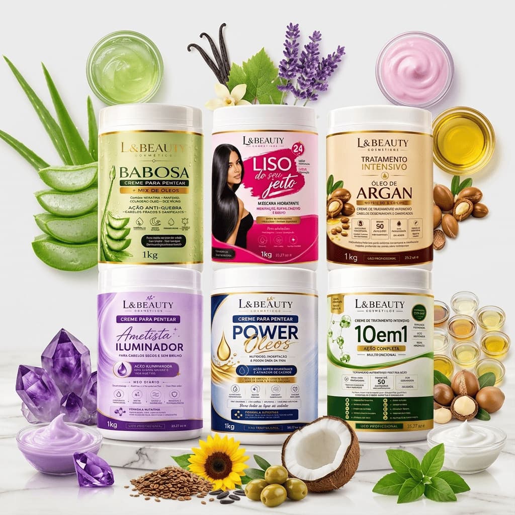 Creme De Pentear E Tratamento L&Beauty Potao 1kg Escolha O Seu Hidratacao Antifrizz