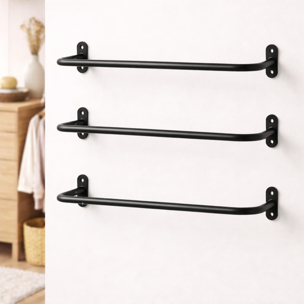 SUPORTE PARA ROUPA REFORÇADO 60CM - 3 PEÇAS PRETO