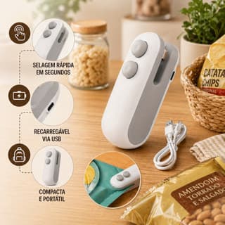 Mini Máquina Seladora Recarregável Para Embalagens Plásticas - Selagem Rápida/ Alta Qualidade/ Promoção