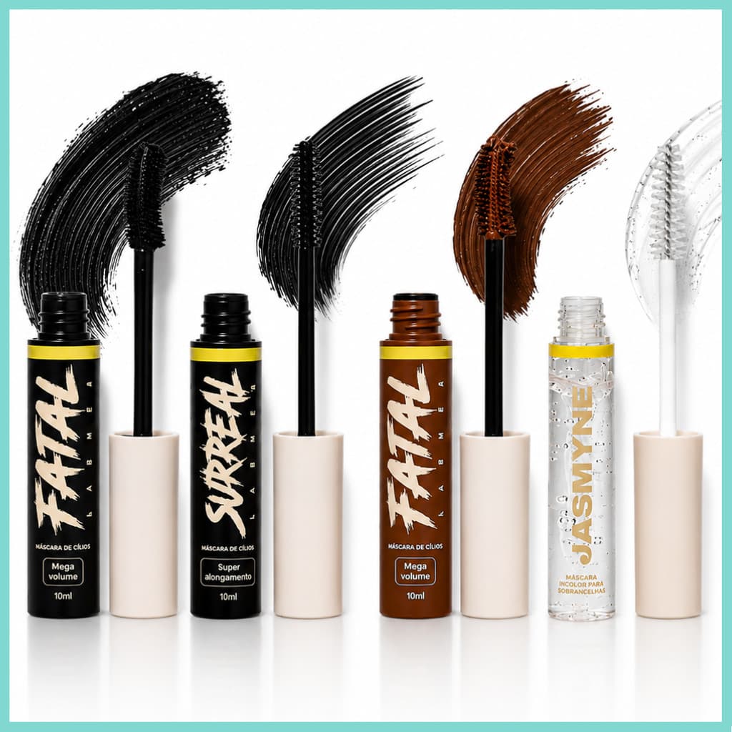 Máscara de Cílios Jasmyne Fatal Lashes Surreal Lashes Incolor Volume Alongamento Preto Marrom
