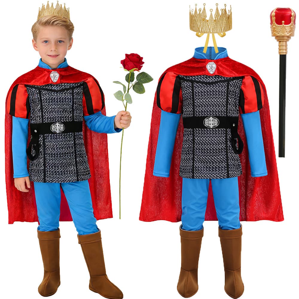 Tema De Aniversário Festa Meninos Príncipe Philips Traje Bela Adormecida Personagem Halloween Nobre Rei Real Vestir-Se C