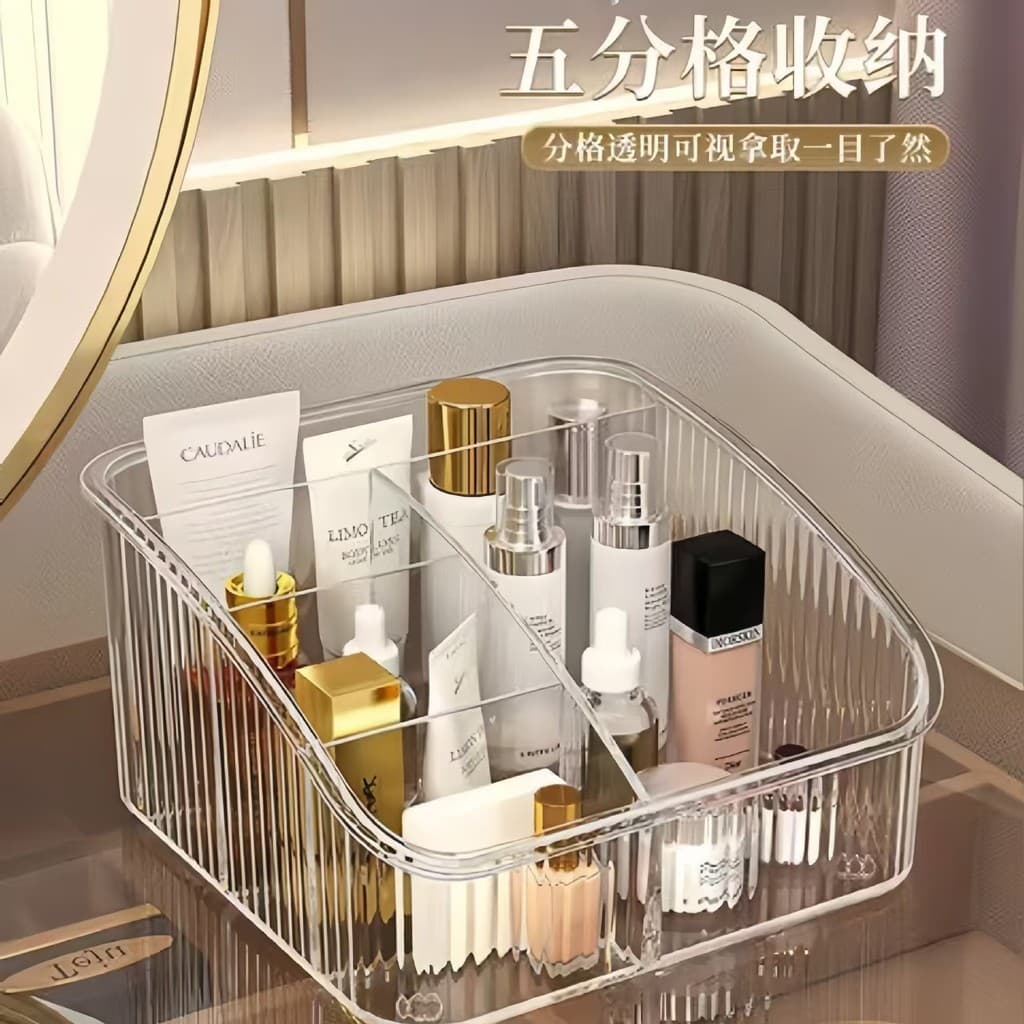 Transparente transparente cinco grades caixa de armazenamento de cosméticos Desktop produtos de cuidados com a pele arru