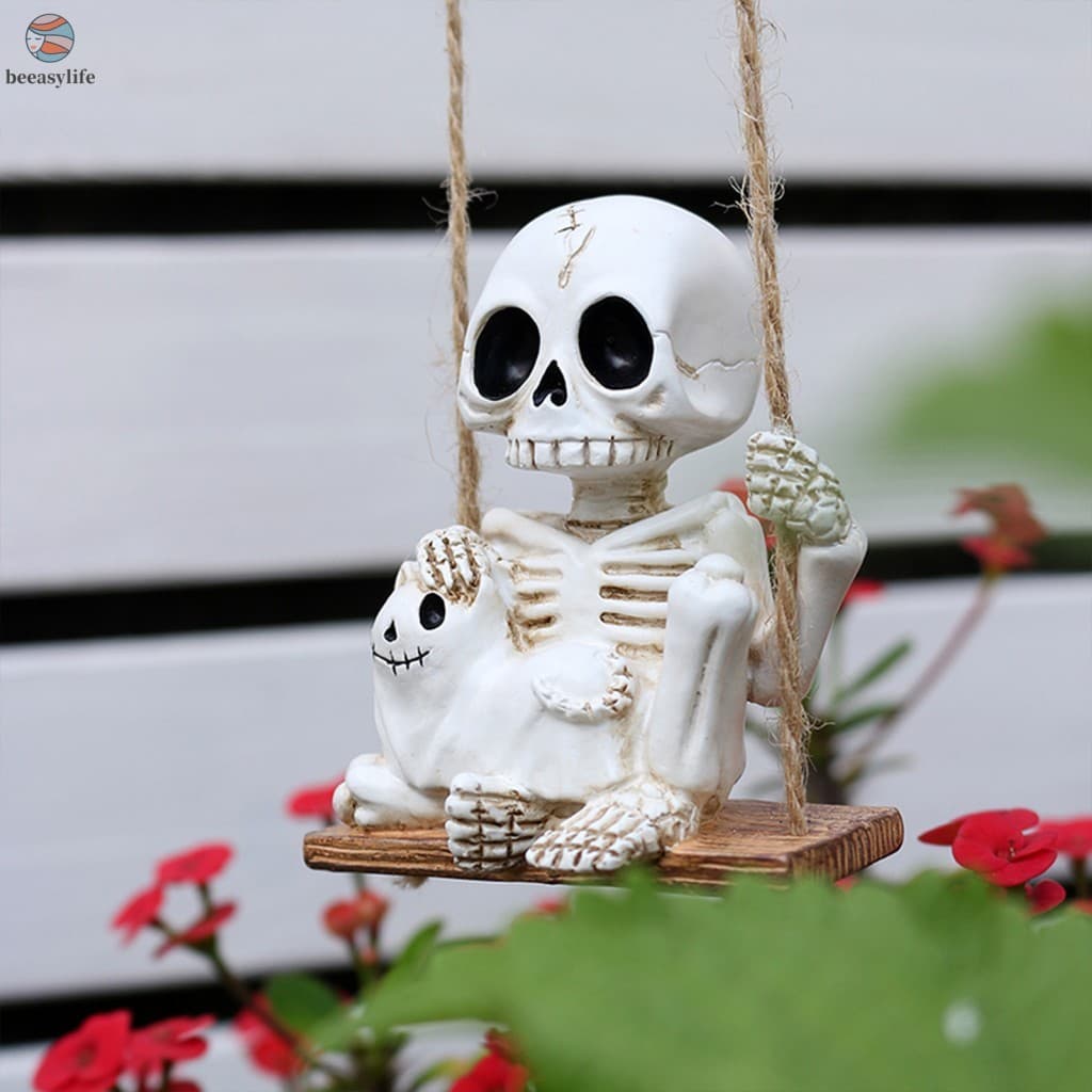 Ornamento De Esqueleto De Gato De Halloween-Decoração De Arte Gótica Para Mesa