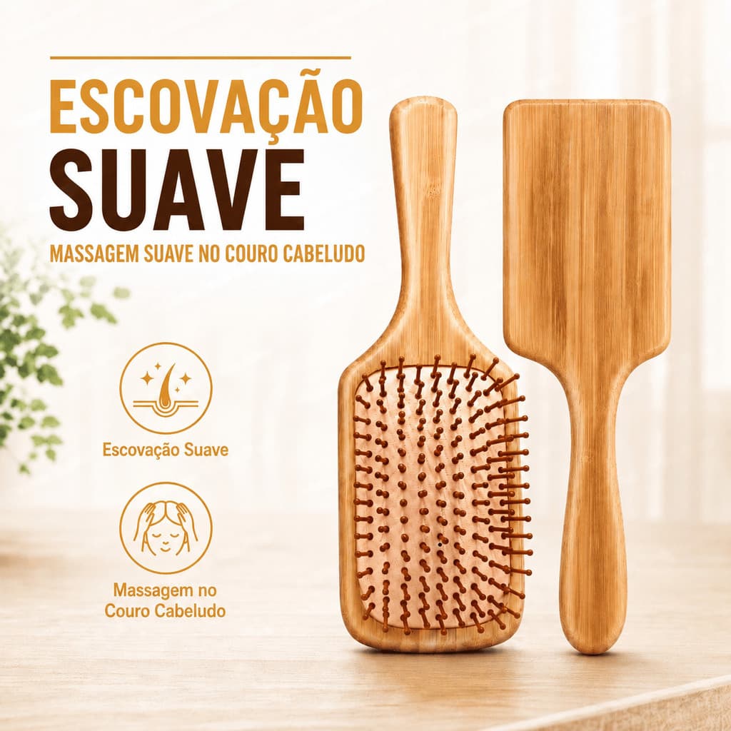 Escova De Cabelo De Bambu Natureza Antiestática De Madeira Couro Cabeludo Massagem Pente Almofada De Ar Ferramentas De E