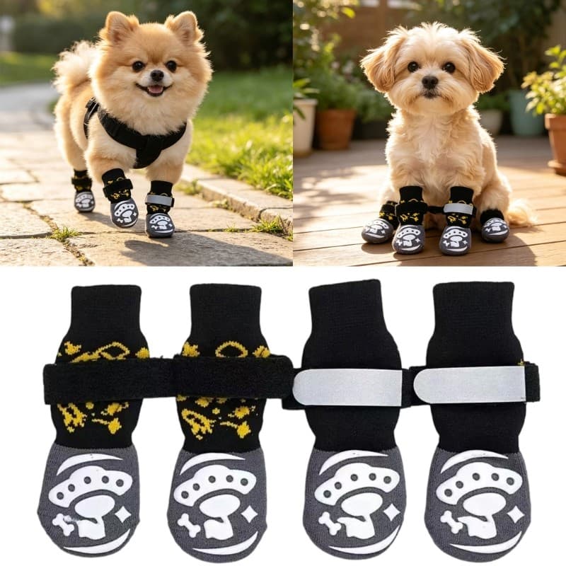 Meia Antiderrapante Para Cães VA , Médios E Grandes , 4 Pacotes , Tração De Chão , Macia , Protetores De Sapatos Ambient