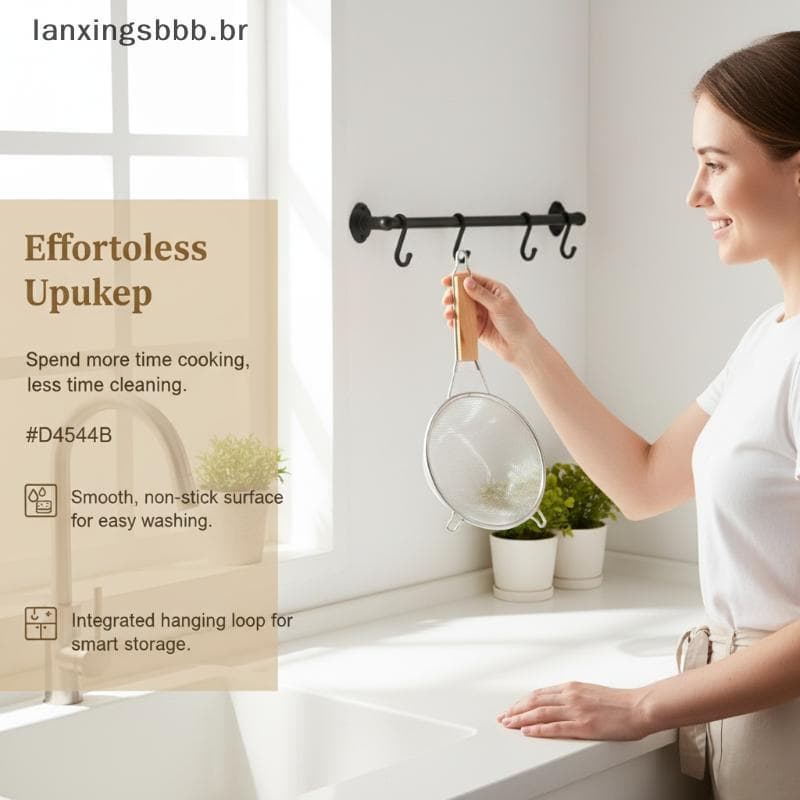[LAX] 1 Peça Colher De Filtro De Malha De Aço Inoxidável Com Cabo De Madeira Farinha Cozinha Doméstica Alimentos Fritos
