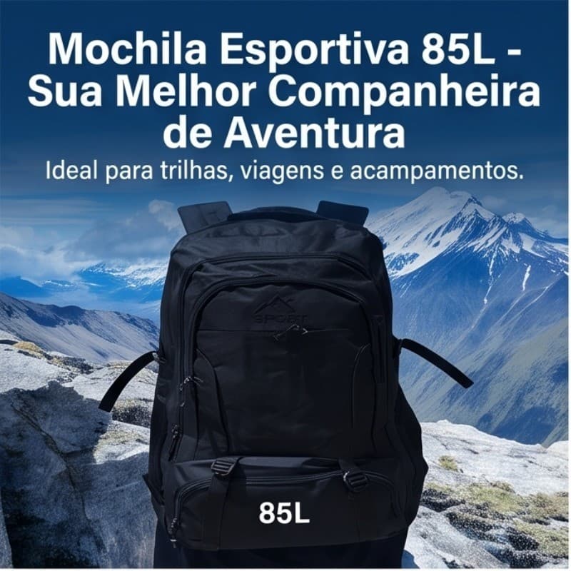 Mochila Esportiva 85L de Grande Capacidade – Impermeável, Multifuncional e Ideal para Viagens, Trilhas e Acampamento