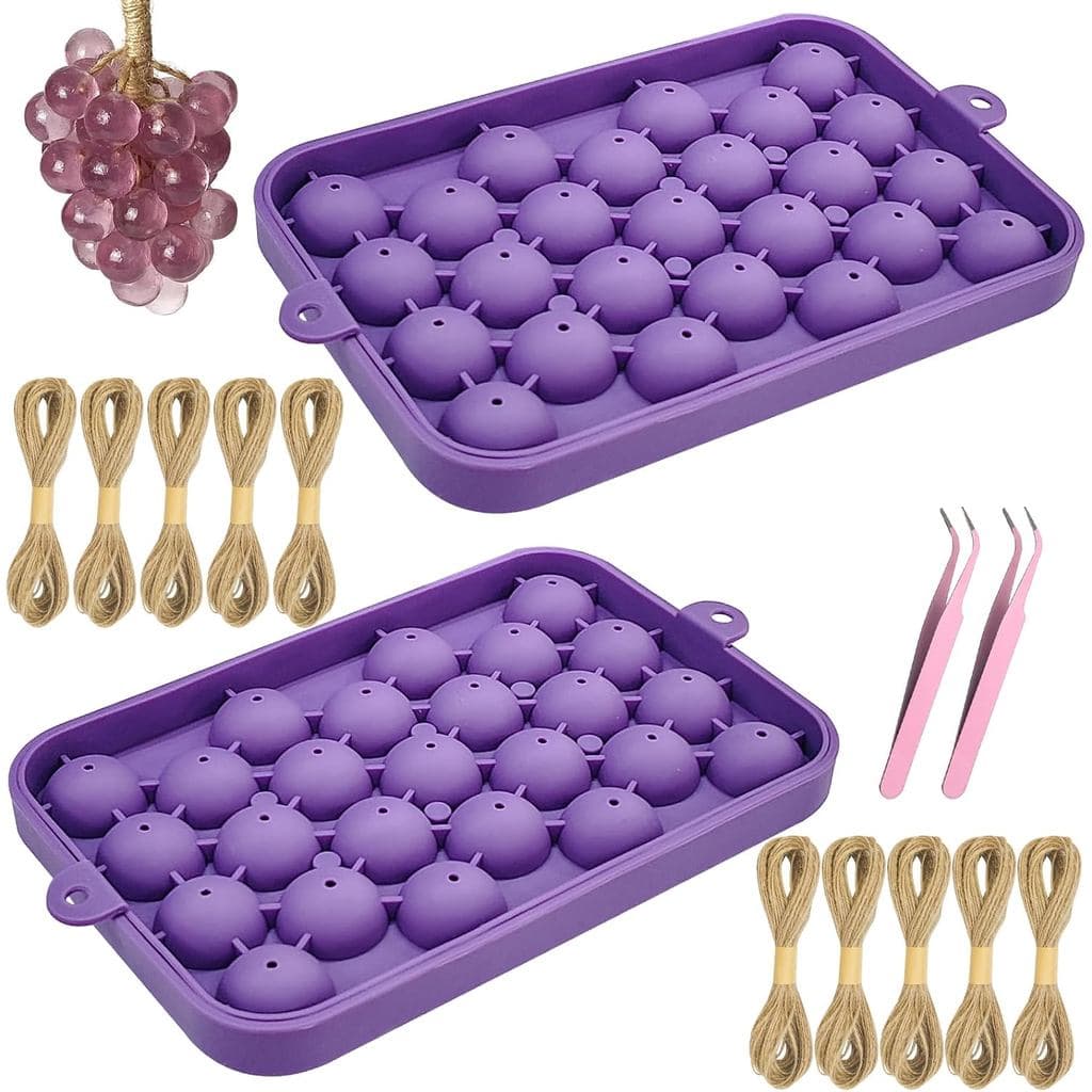 Kit de Molde de Sabão de Silicone em Forma de Uva – Conjunto de Materiais para Fabricação de Sabão Artesanal com 2 Molde