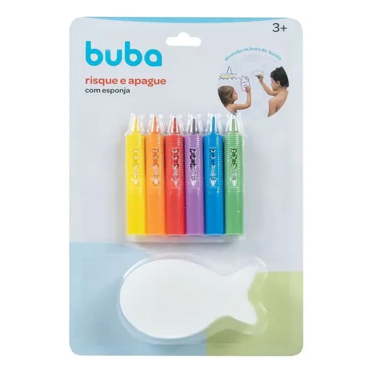 Canetinha Buba para Banho Risque e Apague com Esponja