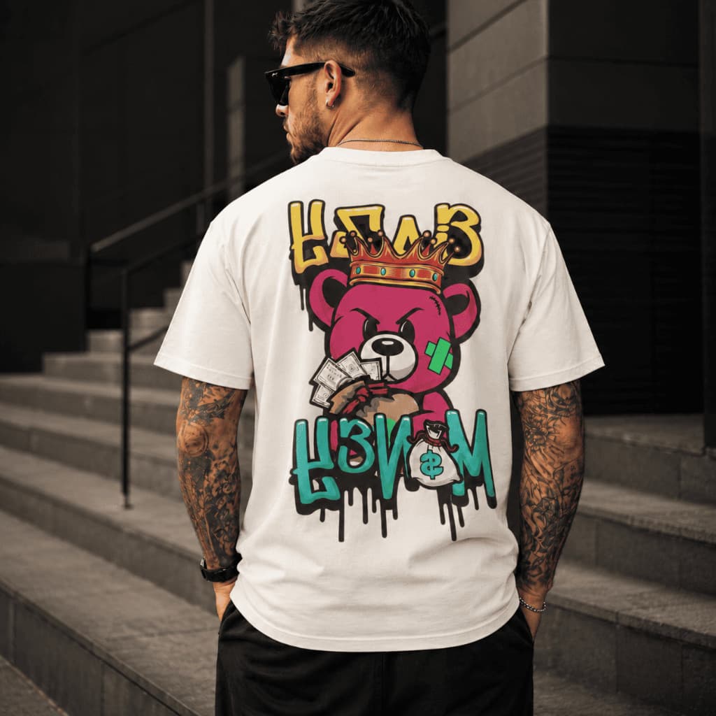 Camiseta Masculina Urso Money Streetwear - Algodão Premium
