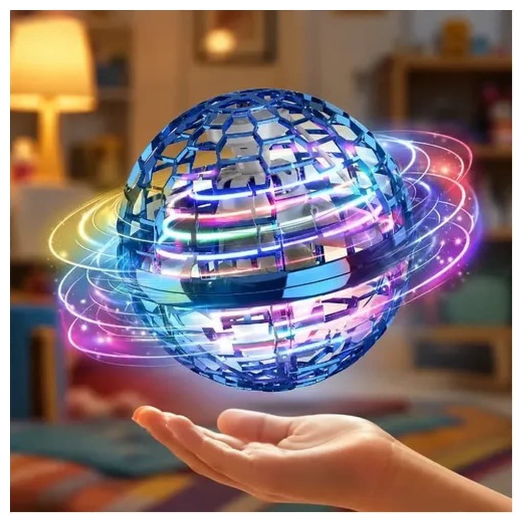 Bola Drone Voadora Flynova Spinner Motorizada Shopline Robo voador LED Recarregável USB 9cm Infantil Brinquedo Criança