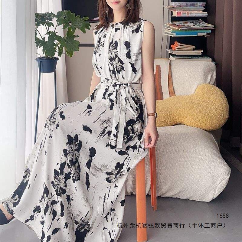 Vestido de seda de algodão feminino de meia-idade roupas femininas idosas mãe acima do joelho saia longa Lo