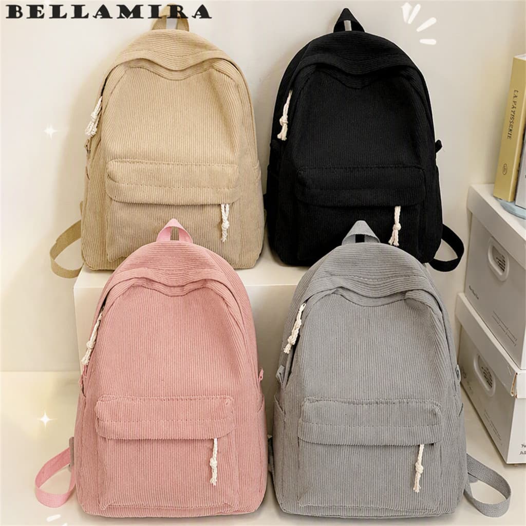 Mochila Escolar Unissex De Veludo Mochila Com Grande Capacidade Mochila  Estilosa Cor Sólida Dia A Dia