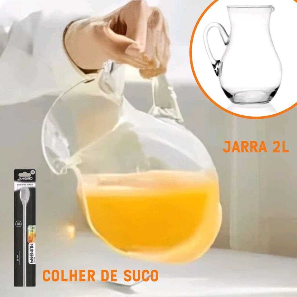Jarra de Vidro Toscana  e Colher de Suco - 13862