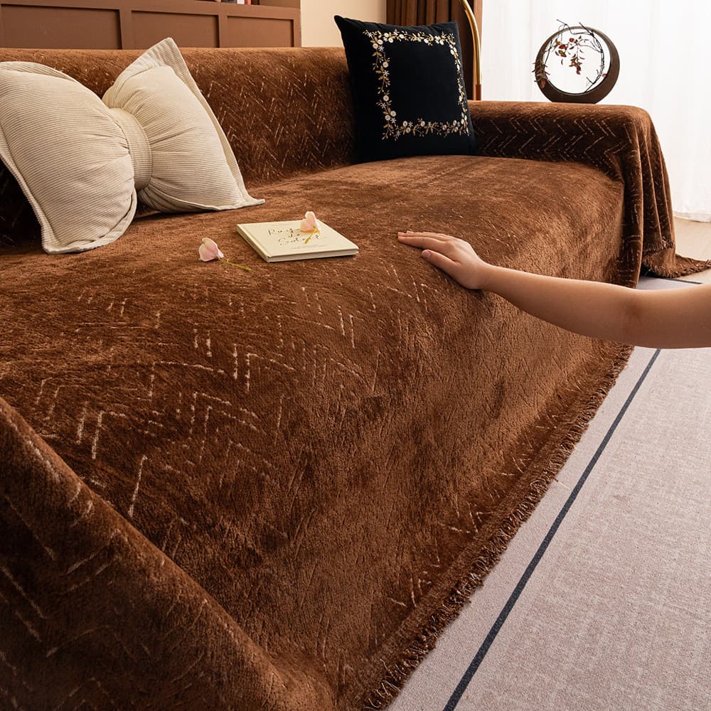 Leite grosso fio fofo capa de sofá pano simples luz luxo Premium outono inverno antiderrapante anti-risco toalha de sofá