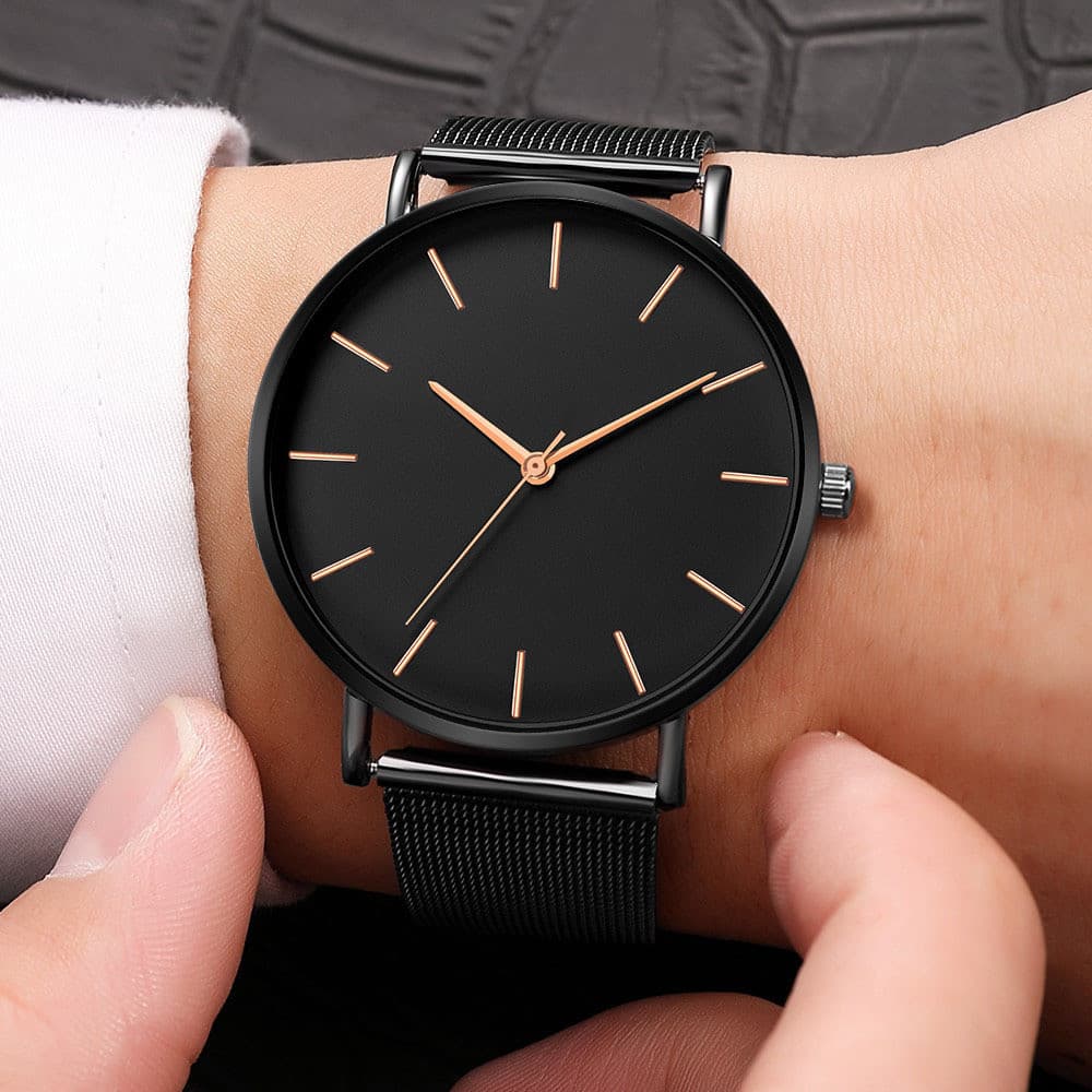 Genebra novo estilo relógio masculino Ultra-fino simples malha cinta relógio masculino venda quente relógio masculino at
