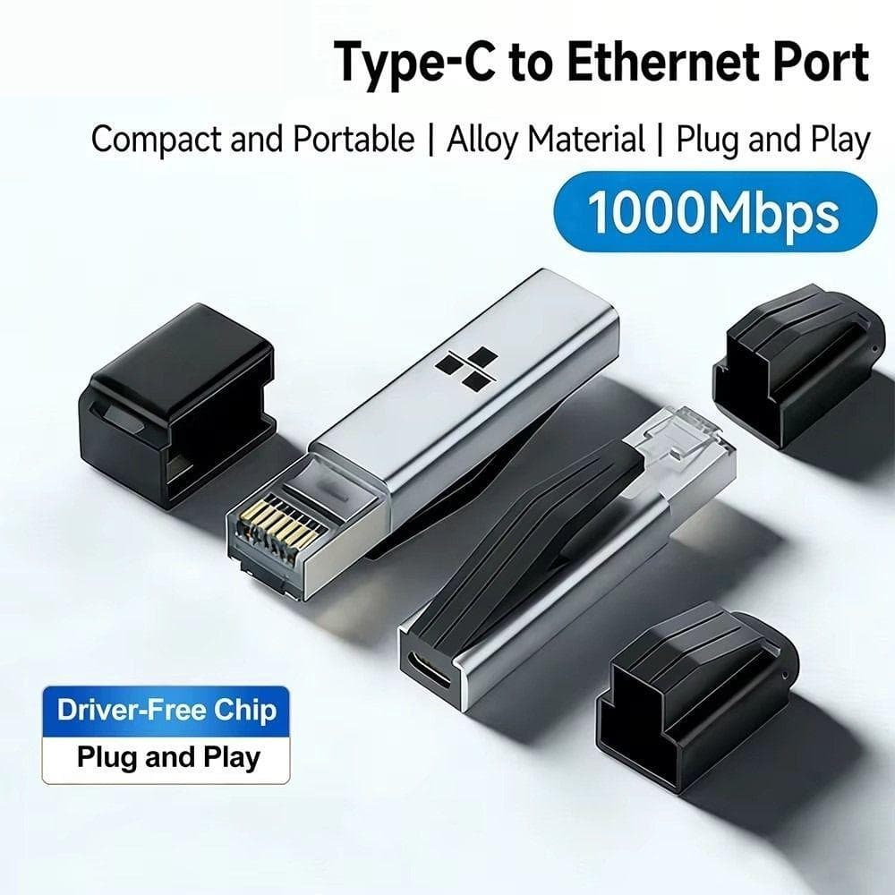 Adaptador USB C Para Ethernet , Gigabit Com Design Portátil De Velocidade , Placa De Rede De 1000 Mbps