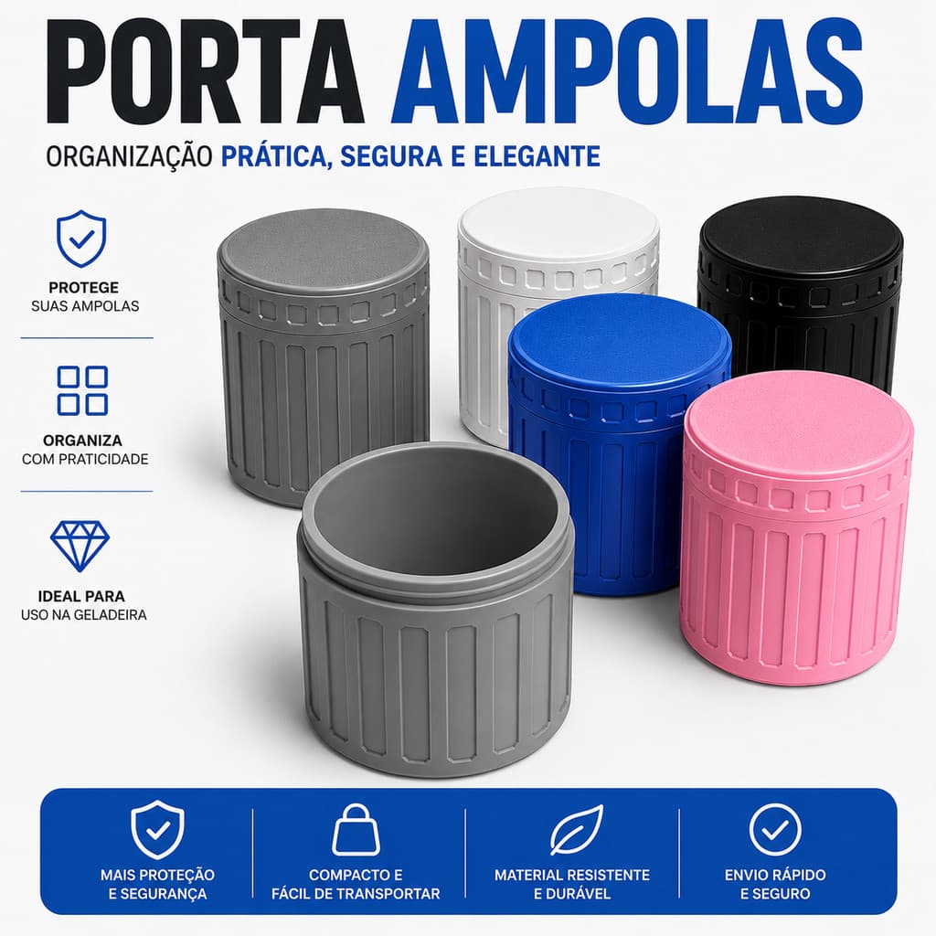 Porta Ampolas 3ml p/ 4 Unidades Estojo Organizador Rígido Seguro Tirze + Brinde Exclusivo