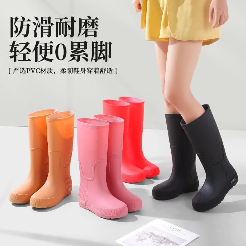 Botas de chuva femininas importadas, de sola grossa e elegantes, até a panturrilha, para uso externo, antiderrapantes e