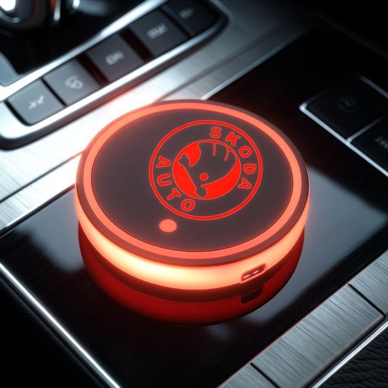 7 Cores Sensor de Luz e Movimento Tapete Porta Copos LED Artigos Automotivos For Skoda Octavia Karoq Kodiaq