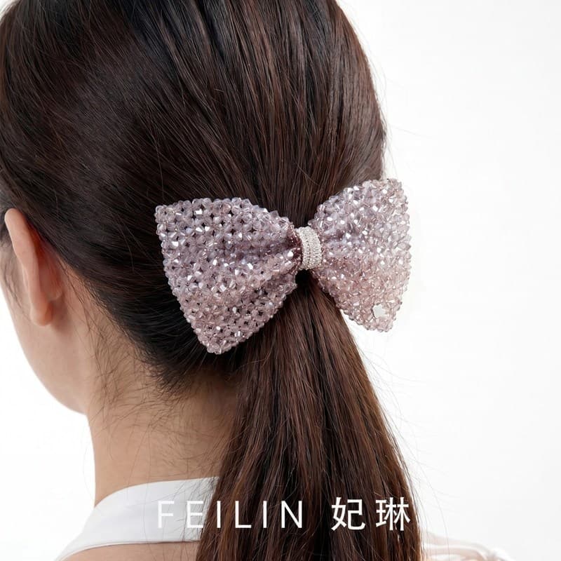2026 novo estilo coreano cristal arco grampo de cabelo feminino luz luxo elegante temperamento High-End sentimento Grab
