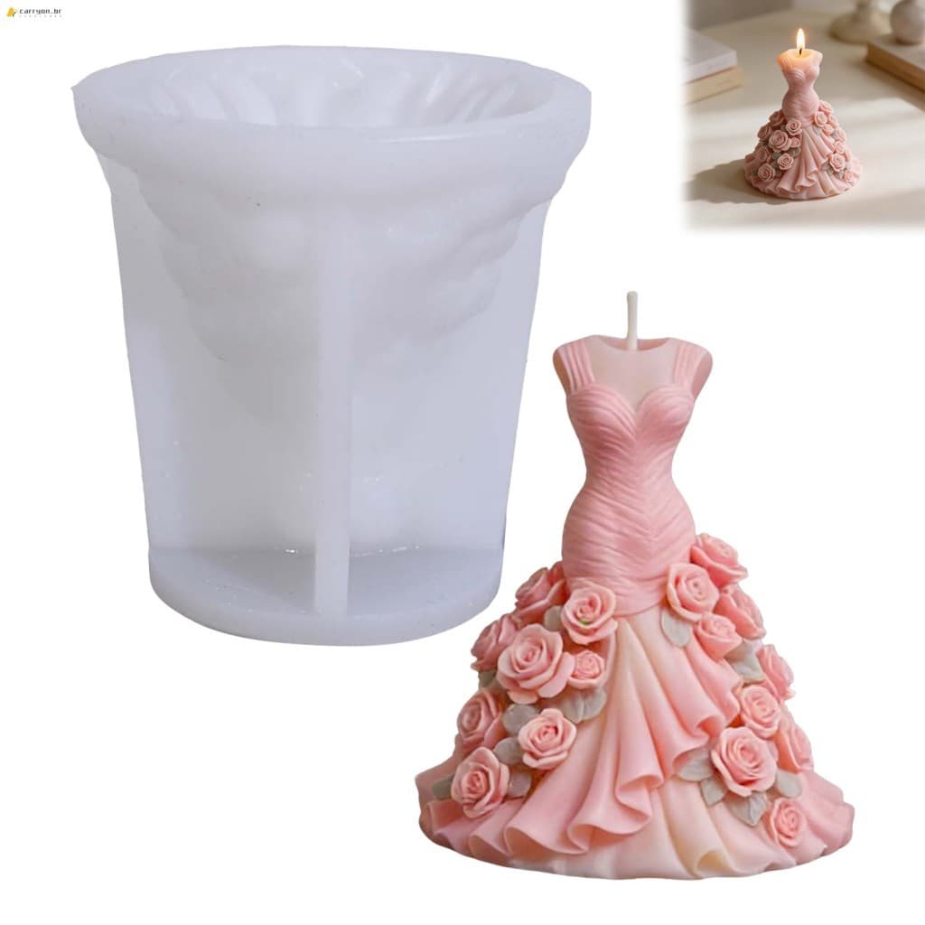 Molde De Silicone Em Forma De Vestido 3D Para Gesso De Vela Perfumada DIY Artesanato Decoração De Casa
