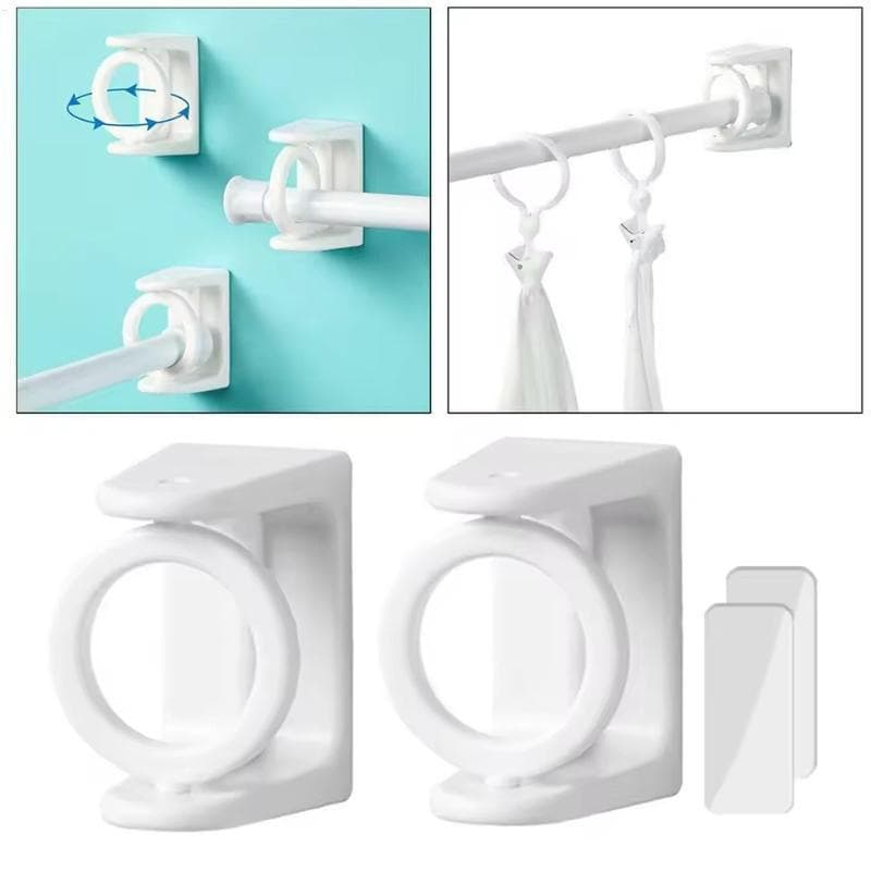 Fixador De Poste Retrátil Rotativo , 2 Peças , Para Ganchos Adesivos Fortes Sem Perfuração , Haste De Toalha , Cortina D