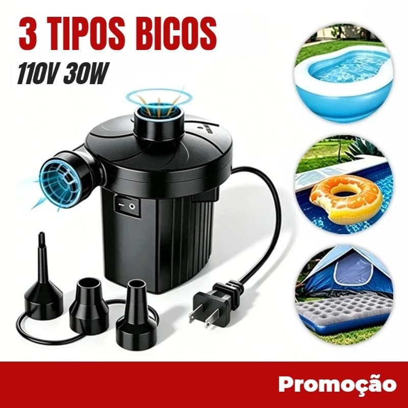 110V Bomba De Ar Elétrica Portátil para Inflar e Esvaziar Colchão casal/solteiro com 3 Bicos