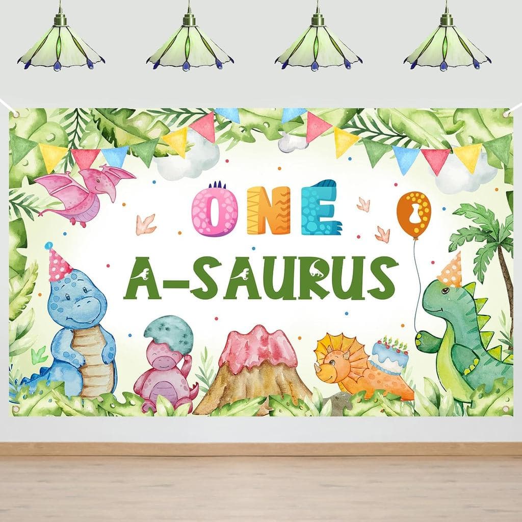 Avezano One a Saurus Faixa de Aniversário Dinossauro Decorações de Primeiro Aniversário One A Saurus Painel de Fundo Din