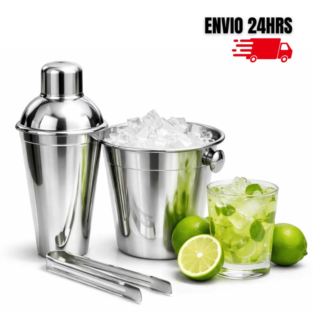 Kit Caipirinha Profissional Completo Inox Coqueteleira 500ml Balde Gelo Pegador