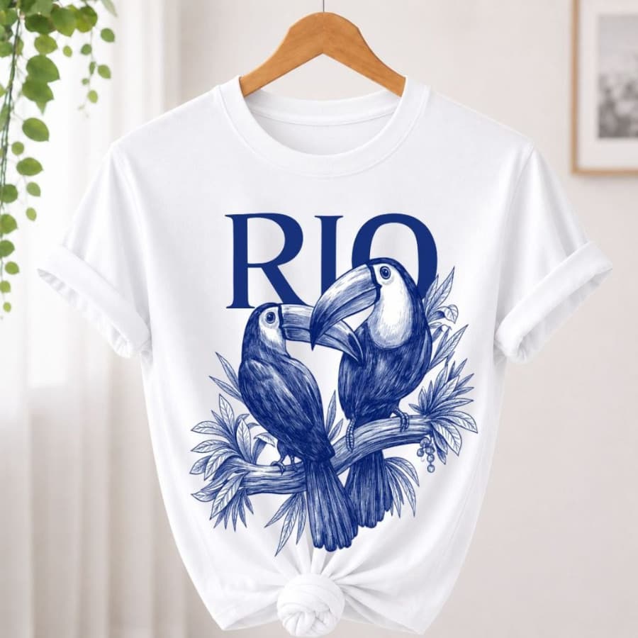 Camiseta Feminina Algodão Tropical Brasil Amazônia Estampada RIO