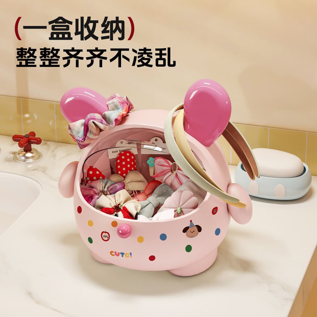 Acessórios de cabelo de mesa Caixa de armazenamento Penteadeira Anel de cabelo Faixa de cabelo Caixa organizadora de cli