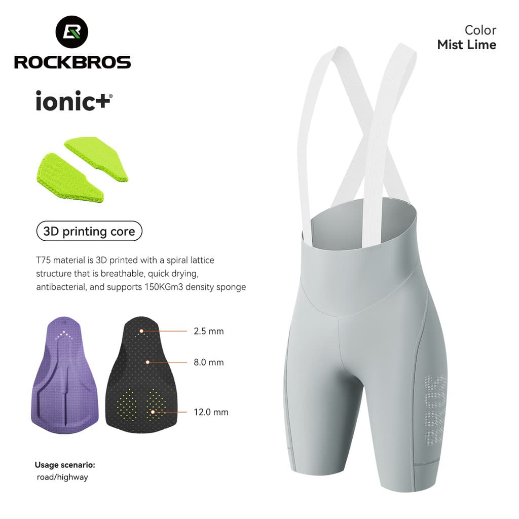 ROCKBROS Feminino Longo Passeio Babador Ciclismo Shorts UPF50 Protetor Solar 3D Almofada De Choque Anti-Esfregar Calças