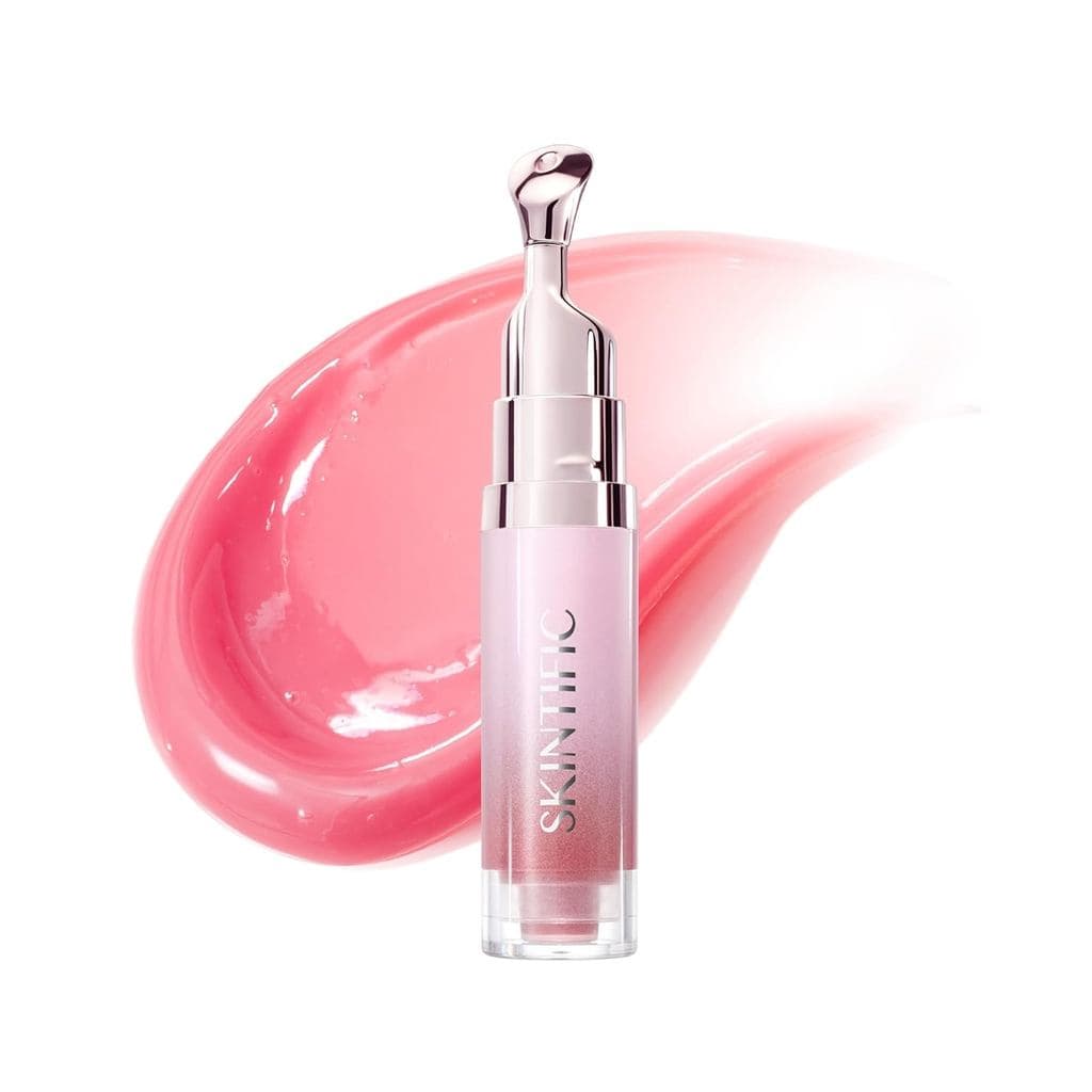 SKINTIFIC Peptide Brightening Lip Gloss Essence, brilho labial hidratante e volumizador, bálsamo labial hidratante, cont