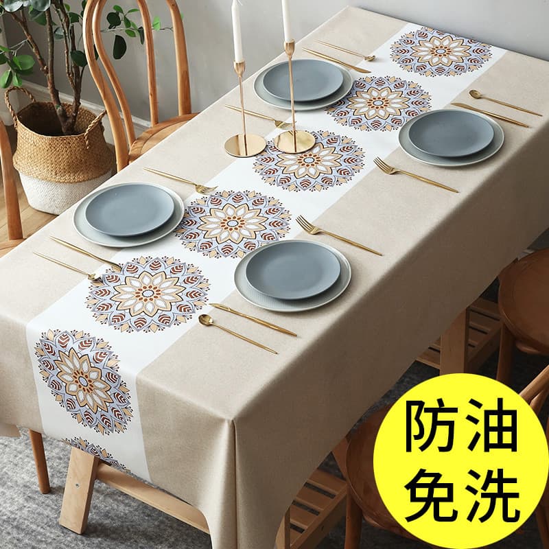 Toalha de mesa descartável à prova d'água, à prova de óleo, retangular, pano de mesa, PVC, luz nórdica, atmosfera de lux
