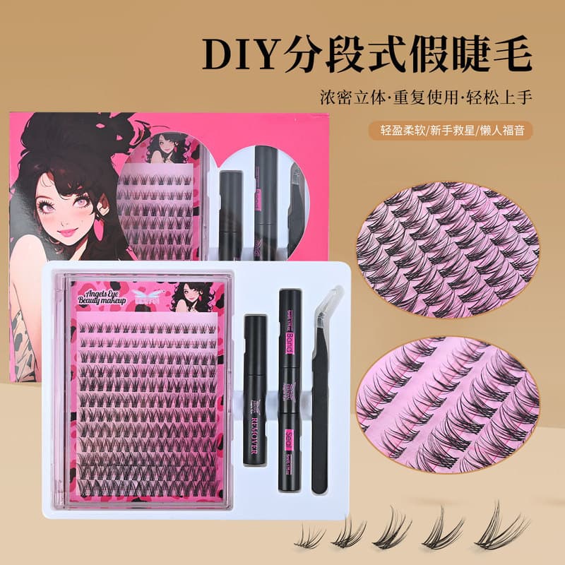 DIY segmentado cílios postiços flor cabelo Natural grosso D-Up cílios postiços grande capacidade cílios