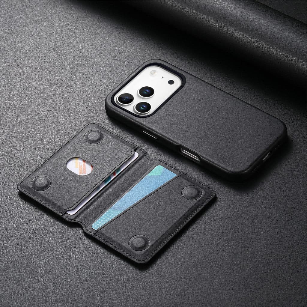 Bolsa De Cartão Destacável Capa De Couro Para iPhone 17 Pro Max 18 Ar 17E 16e 16 15 14 Plus 13 Pulseira E Suporte Magnét