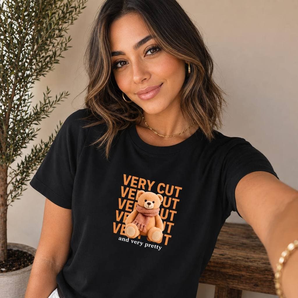Camiseta Feminina 100% Algodão Estampa Urso T-Shirt Estilosa do P ao GG