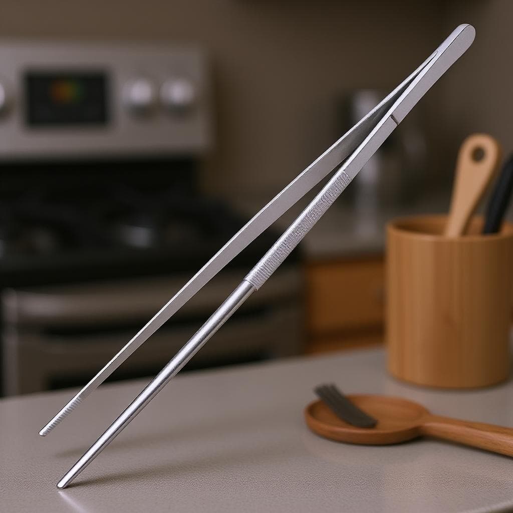 Pinça Culinária Reta em Aço Inoxidável para Cozinha e Grelhados