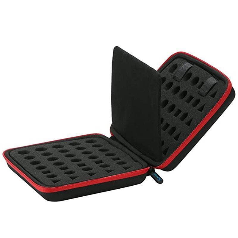 Bolsa de armazenamento de dados em material EVA rígido com 70 compartimentos e divisórias, uma solução portátil.