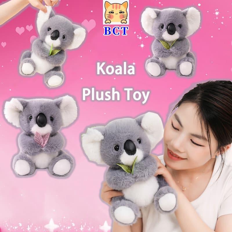 BCT ✨ Novo Koala Brinquedo De Pelúcia Bonito Coala Com Folhas De Eucalipto Na Mão Boneca Recheada Dos Desenhos Animados