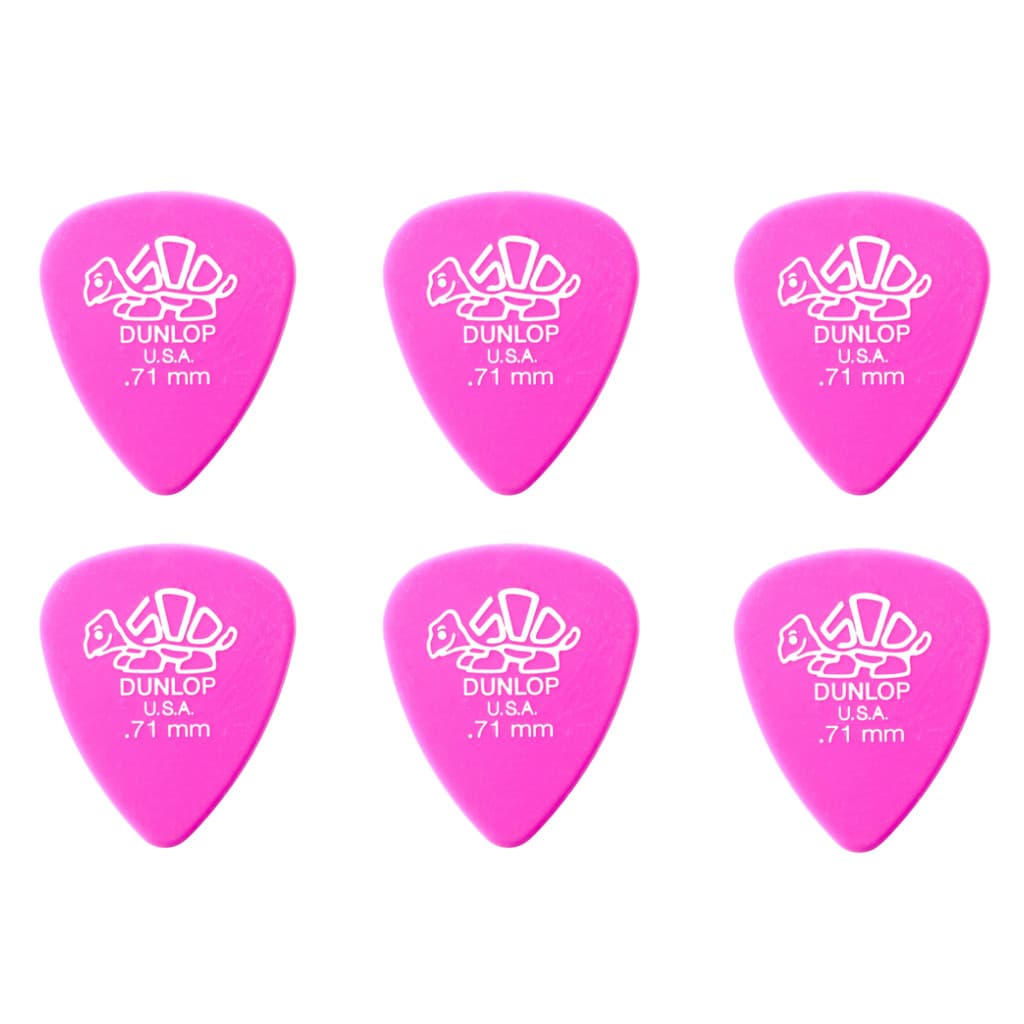 KIT 6 PALHETAS DELRIN 500 0,71MM PINK 41R.71 MÉDIO DUNLOP