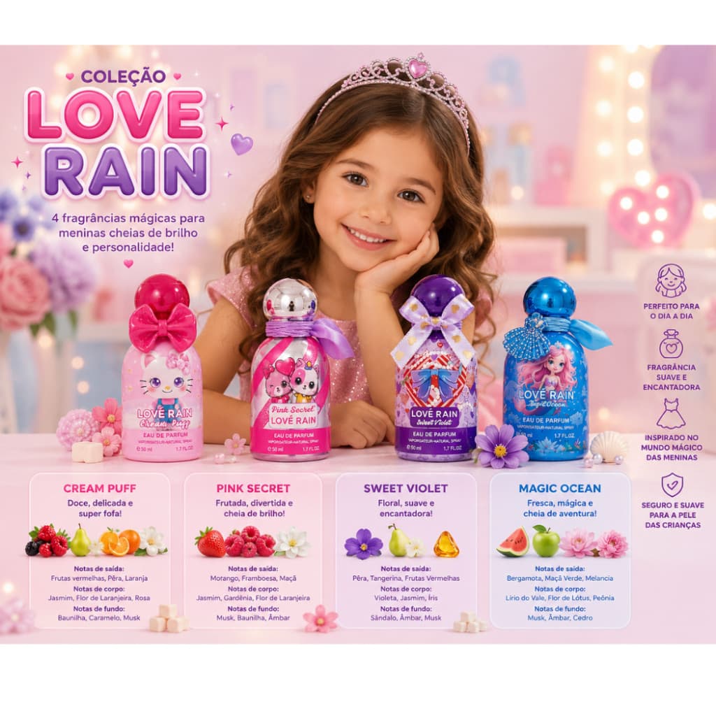 Perfume Infantil Suaves Fragrâncias Love Rain - 50ml