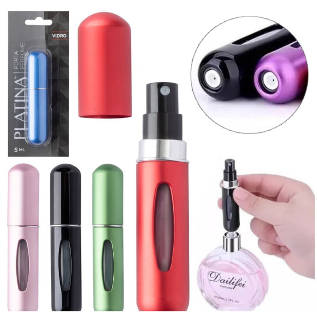 Porta Perfume Recarregável 5ml Mini Frasco Spray - Cores Sortidas