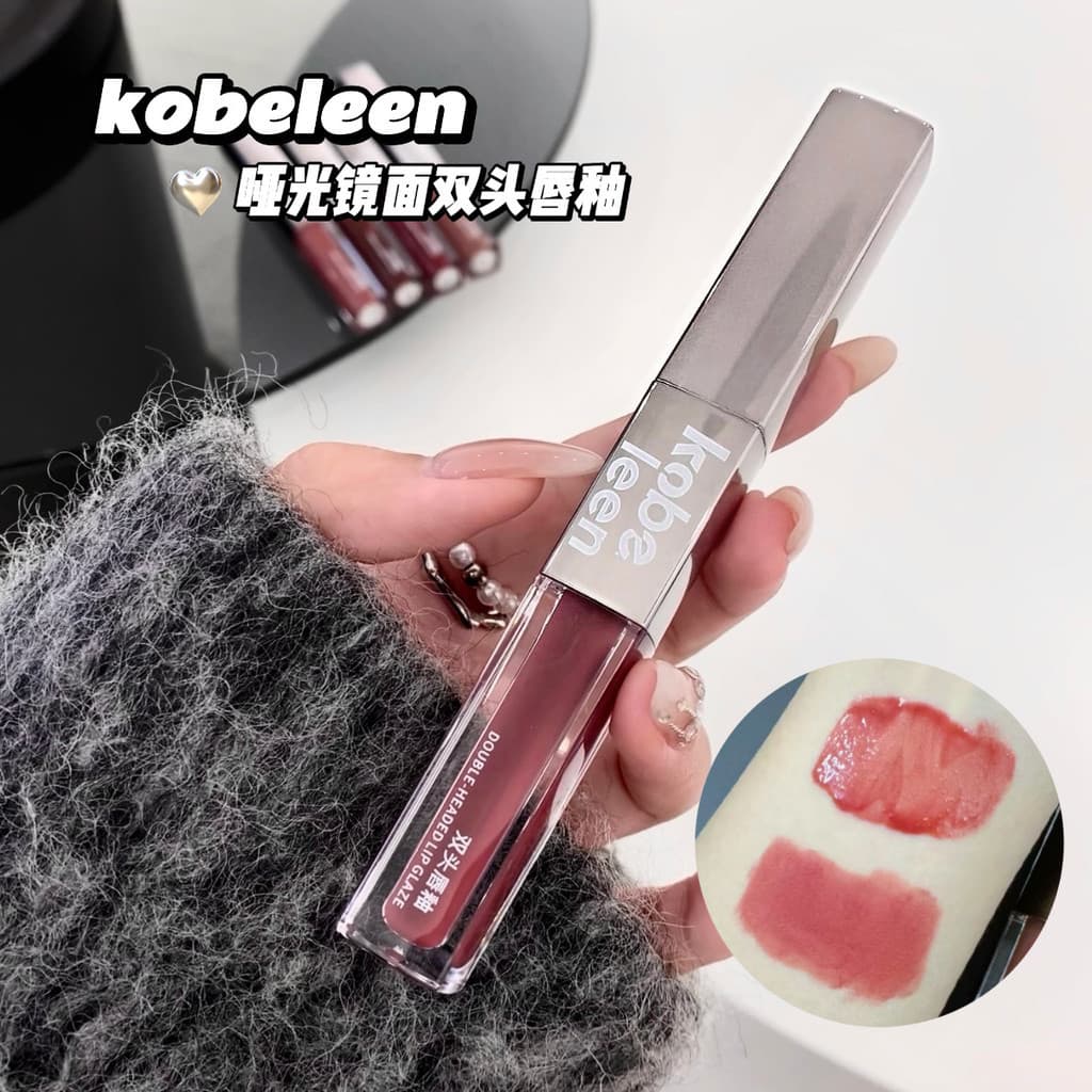 Kobeleen brilho labial de duas cabeças, brilho de água, veludo fosco, batom branqueador, hidratante, menina, lama labial
