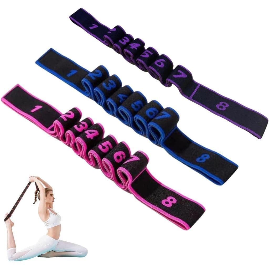 3PCS Faixas de Resistência para Fitness, para Alongamento e Yoga, Faixas de Resistência com Marcações Claras, Bandas Elá