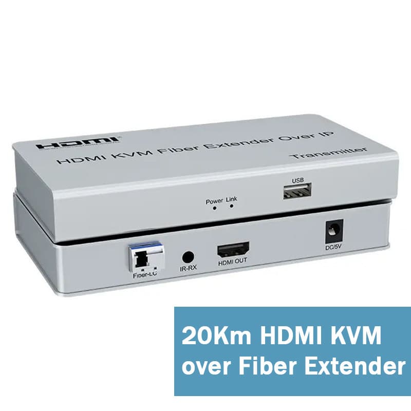 Extensor De Fibra Óptica HDMI IP KVM De 20KM Sobre Cabine LC 1080P Para Transceptor Suporte TX Muitos RX