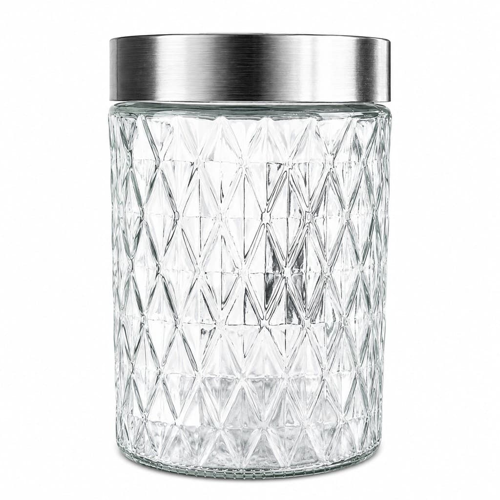 Porta Mantimentos Vidro 1200ml Tampa Inox Cozinha Bolacha Cozinha Potes Hermetico Tapuer Plastico